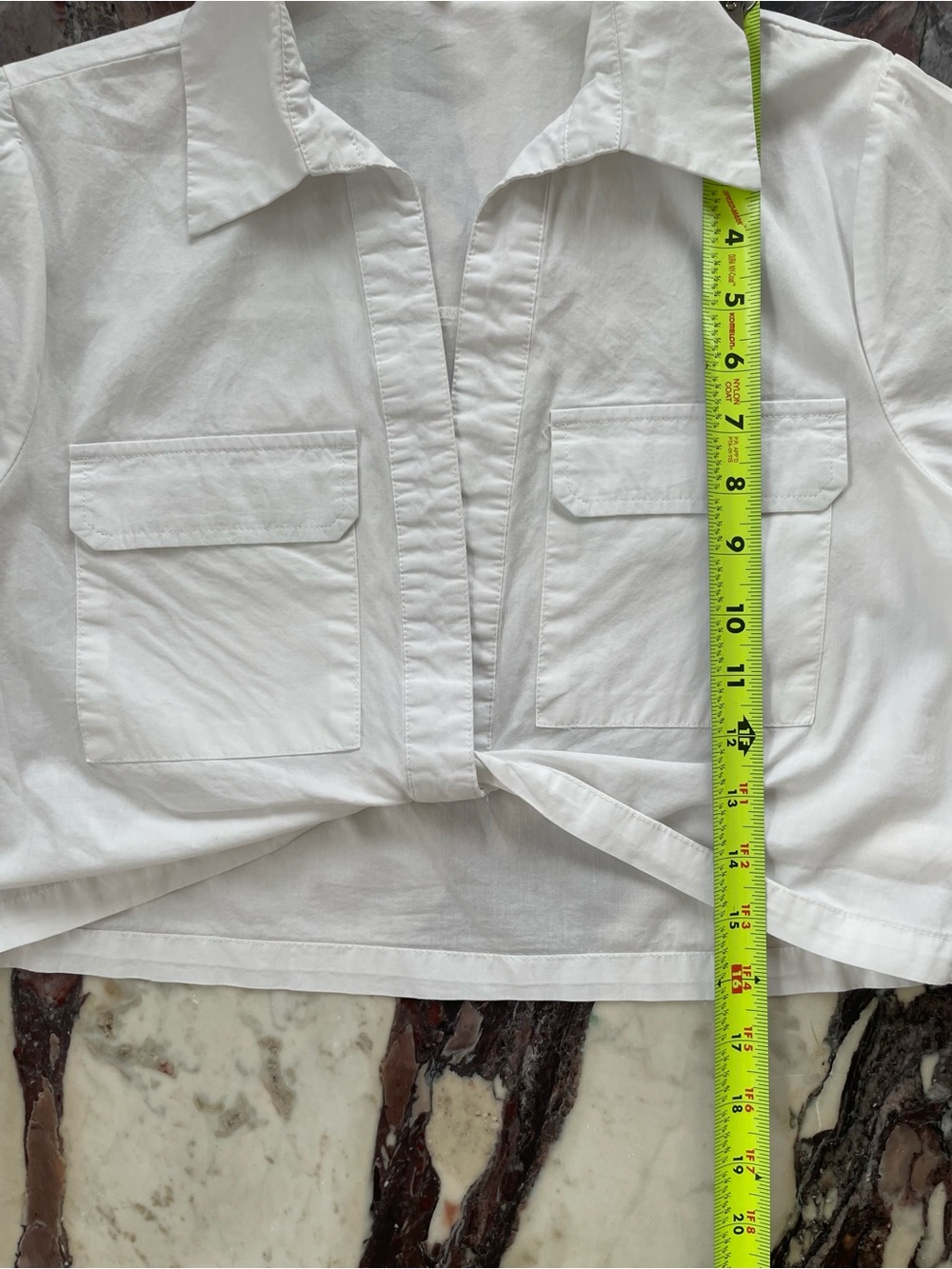Commense White Cropped Knot-Front Button Down Shirt - Picture 6 of 8